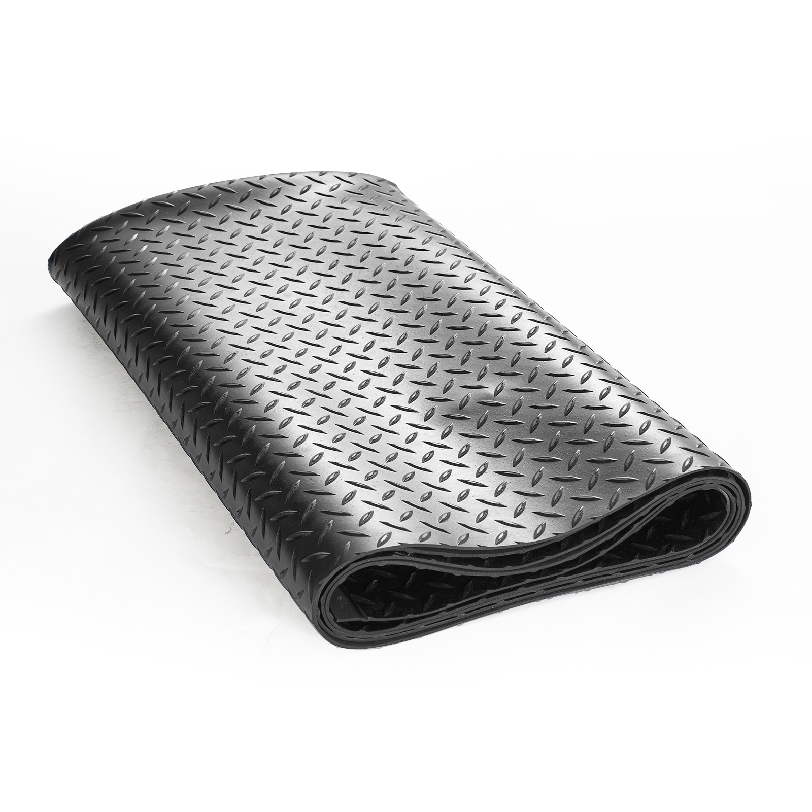 Diamond-plate Rubber Flooring Roll For Garage And Gym Use Black_voghion.com